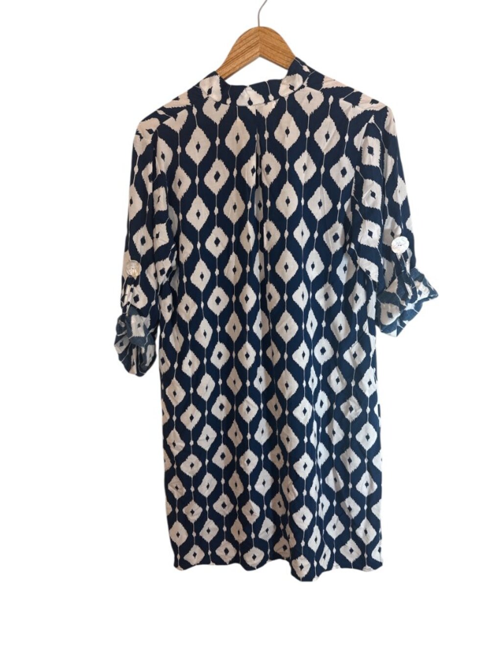 Walker & Wade Day Tripper Dress Sz M Blue Derby Diamond Shift Dress Midi Tunic - Picture 3 of 12